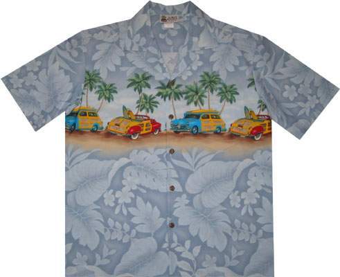 CHEMISE HAWAIIENNE ALOHA REPUBLIC WOODIE GREY