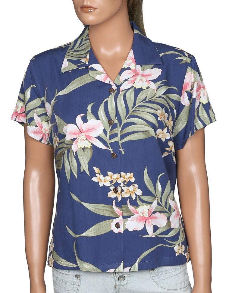 CHEMISE HAWAIENNE TWO PALMS VAHINE’ ORCHID BLUE