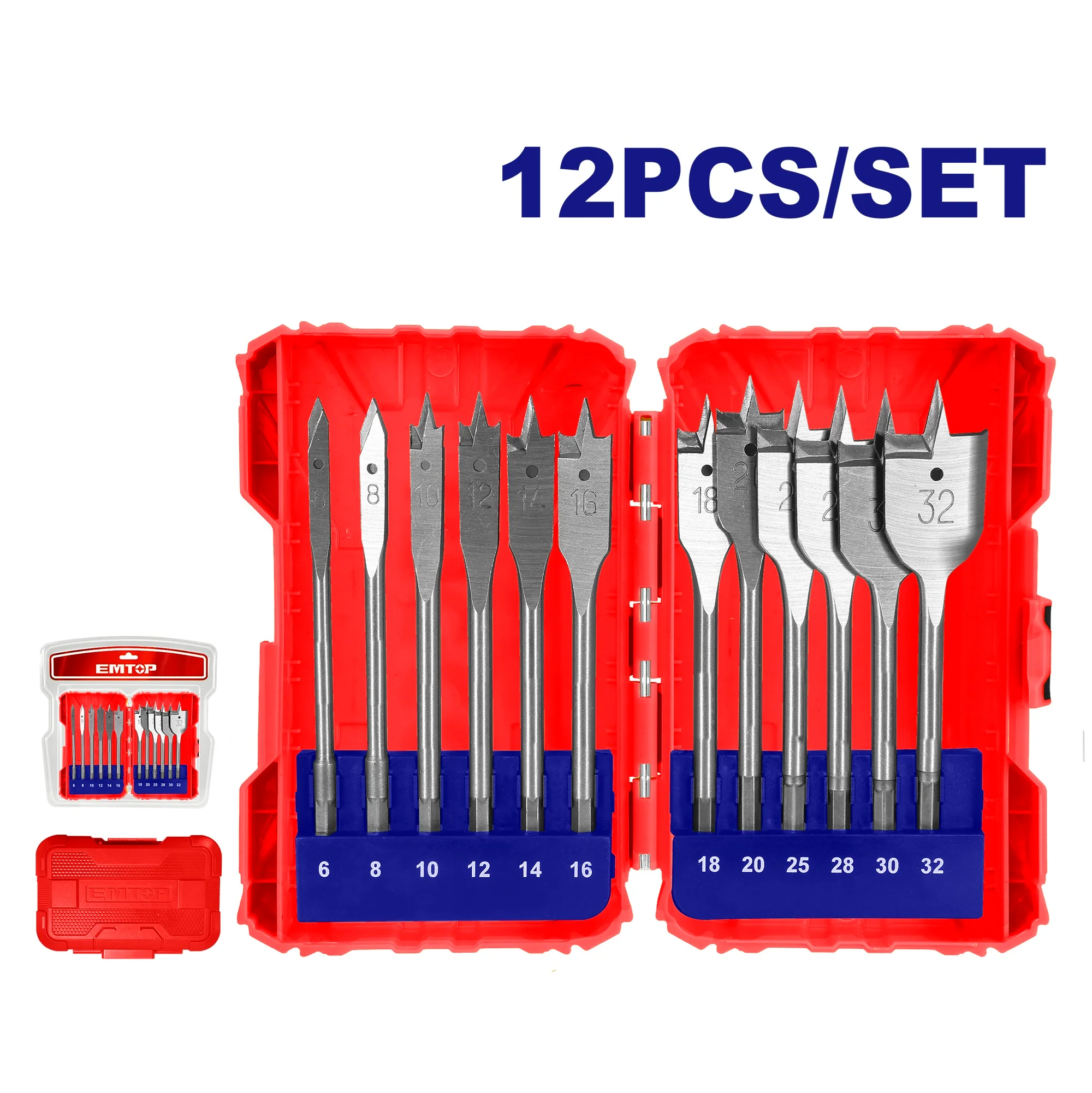 Ensemble de 12 forets à bois plats EWFD41302 EMTOP