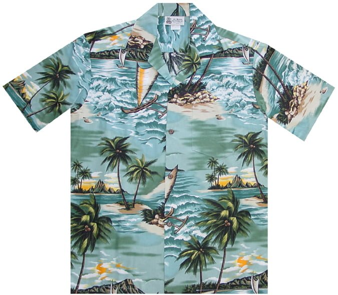 CHEMISE HAWAIIENNE ALOHA REPUBLIC OUTRIGER TEAL