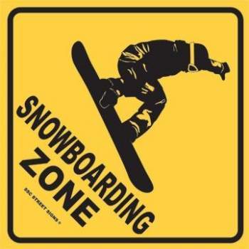 PLAQUE METAL DECORATIVE SNOWBOARDING ZONE