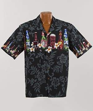 CHEMISE HAWAIENNE WINNIE BOTTLE BLACK